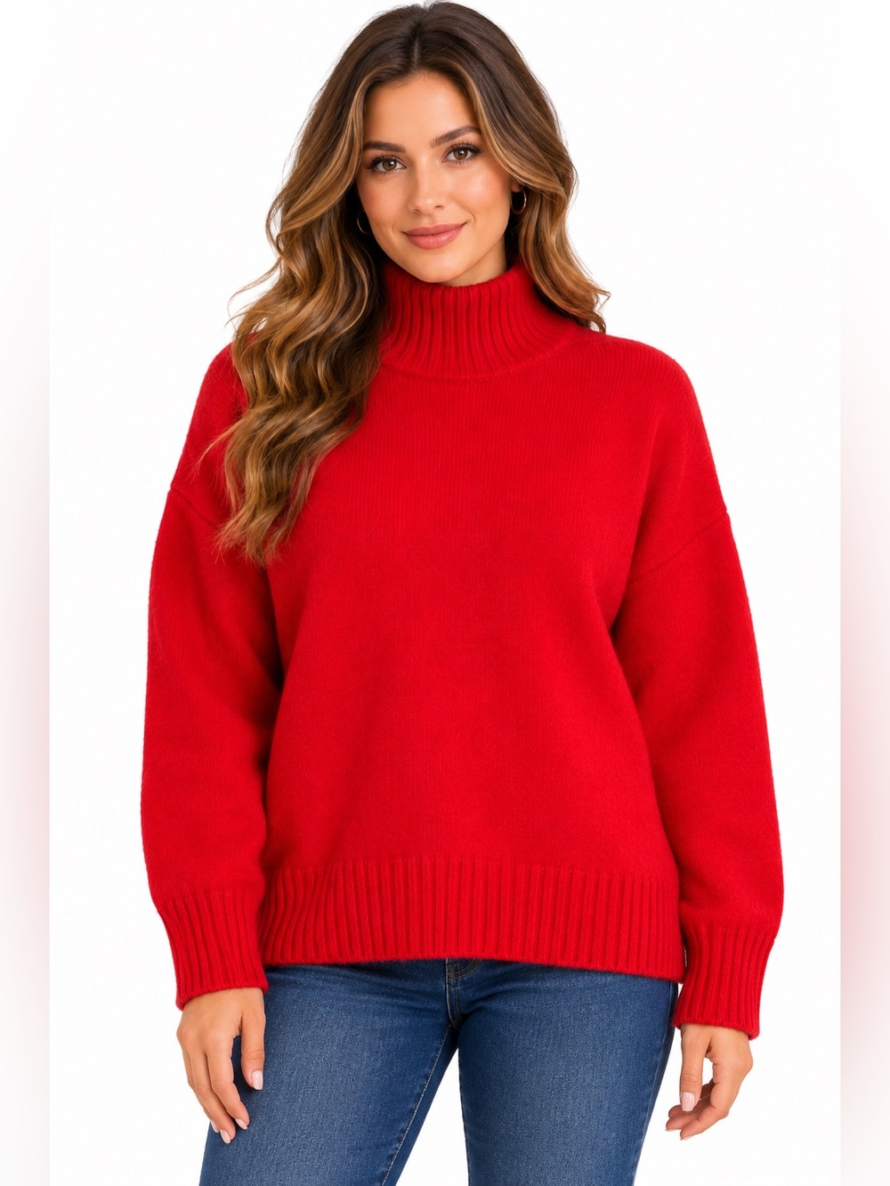 b.young Byloma Red Turtleneck Sweater NWT